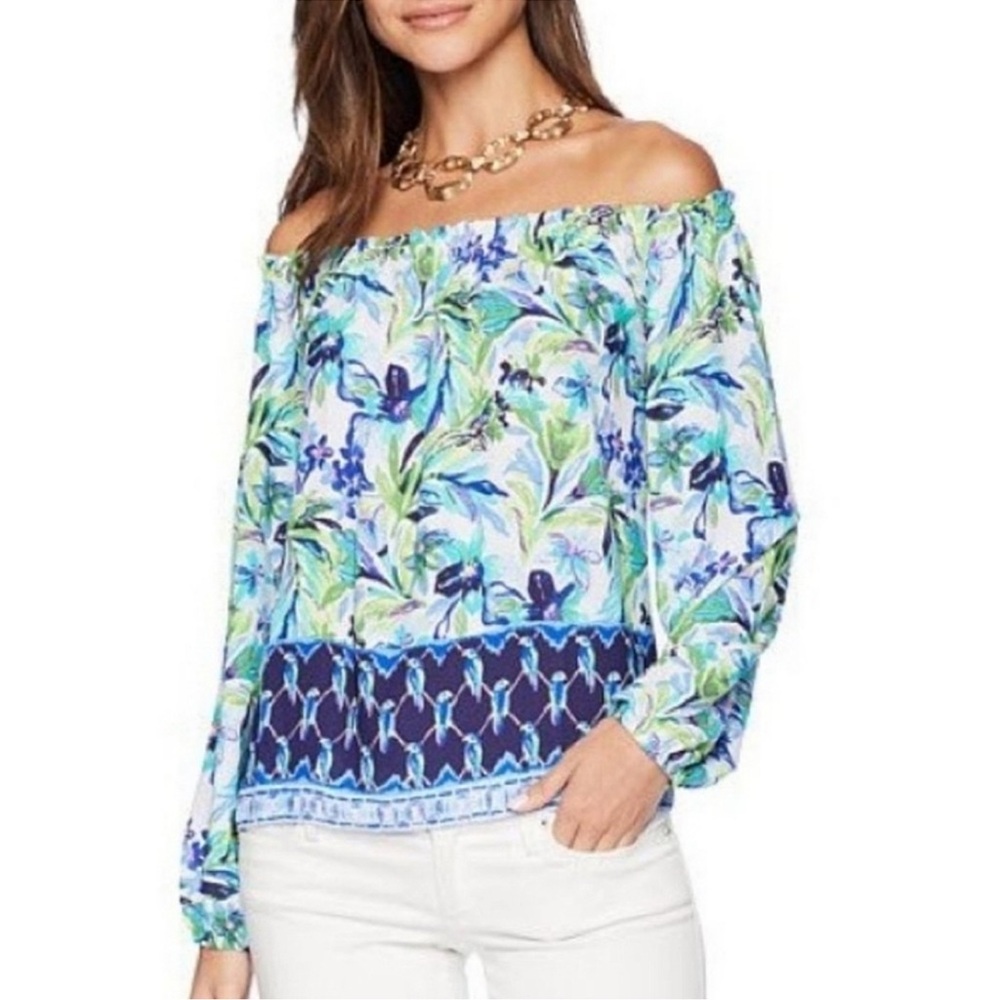 Lilly Pulitzer Lou Lou Multi Petal Off-Shoulder Blouse Size XSmall
